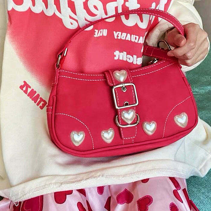 Y2K Pearl Heart Bag - Retro 90s Grunge, Summer Outfits, Popstar & Party Fashion