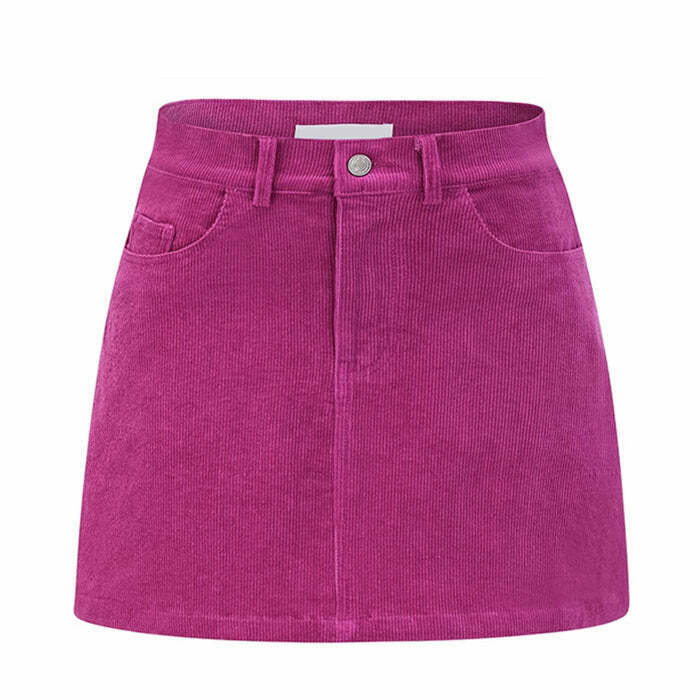 Y2K Pink Corduroy Mini Skirt - 90s Grunge, Retro Summer Outfit, Y2K Party