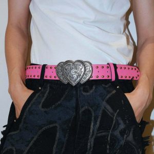 Y2K Pink Double Heart Belt - 90s Grunge, Retro Y2K Fashion, Pastel Goth, Y