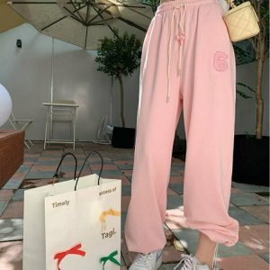 Y2K Pink Jogging Sweatpants - 90s Grunge, Retro, Summer, Party, and Club Outfits