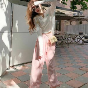 Y2K Pink Jogging Sweatpants - 90s Grunge, Retro, Summer, Party, and Club Outfits