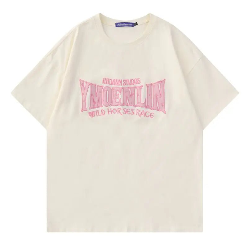 Y2K Pink Letter Cotton Women's T-Shirt - Retro 90s Grunge, Summer Y2K Outfits, Baby