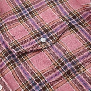 Y2K Pink Plaid Loose Shirt - 90s Grunge, Retro Summer Outfit, Y2K Fashion Top