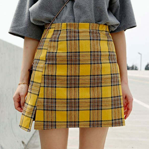 Y2K Plaid Check Mini Skirt - 90s Grunge, Retro Summer Outfit, Y2K Party &