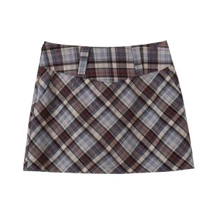 Y2K Plaid Harajuku Mini Skirt - 90s Grunge, Retro, Pastel Goth, Summer