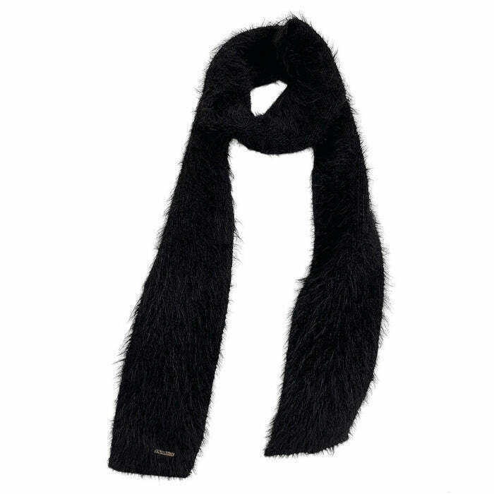 Y2K Popstar Fuzzy Scarf - Retro 90s Grunge, Summer Y2K Outfits, Past