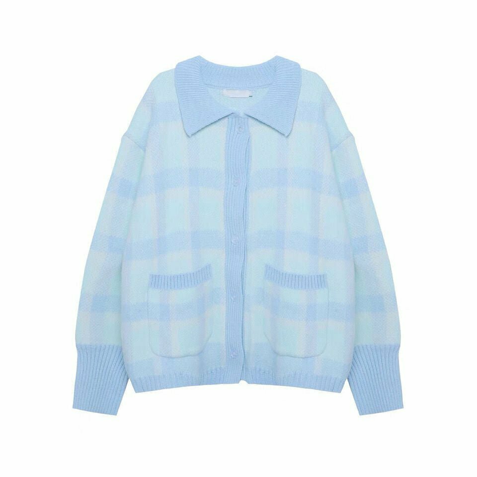 Y2K Preppy Plaid Cardigan - 90s Grunge, Retro Summer Outfits, Y2K Party