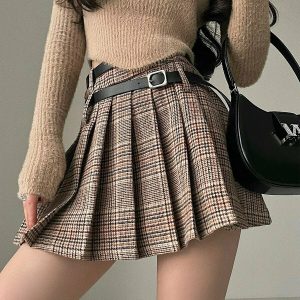 Y2K Preppy Plaid Skirt - 90s Grunge, Retro Summer Outfit, Pastel Goth Fashion