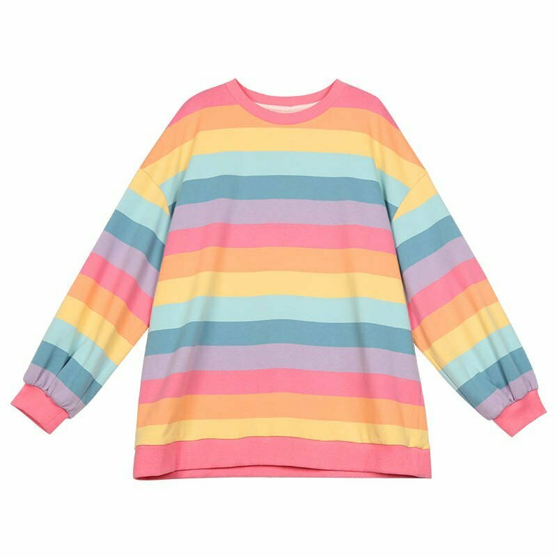 Y2K Rainbow Long Sleeve T-Shirt - 90s Grunge, Retro Summer, Pastel Goth, Y2K