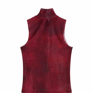 Y2K Red Sleeveless Top - 90s Grunge, Retro Summer Outfit, Y2K Party & Club Fashion