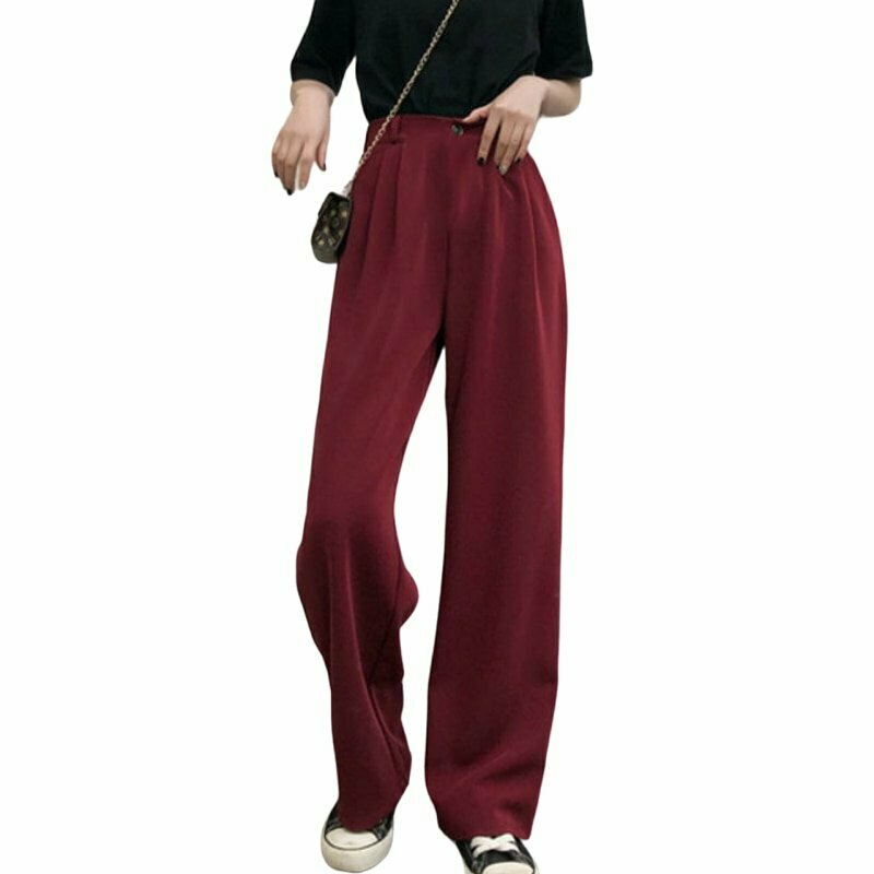 Y2K Retro Burgundy Casual Pants - 90s Grunge Summer Outfit, Y2K Party & Club Fashion