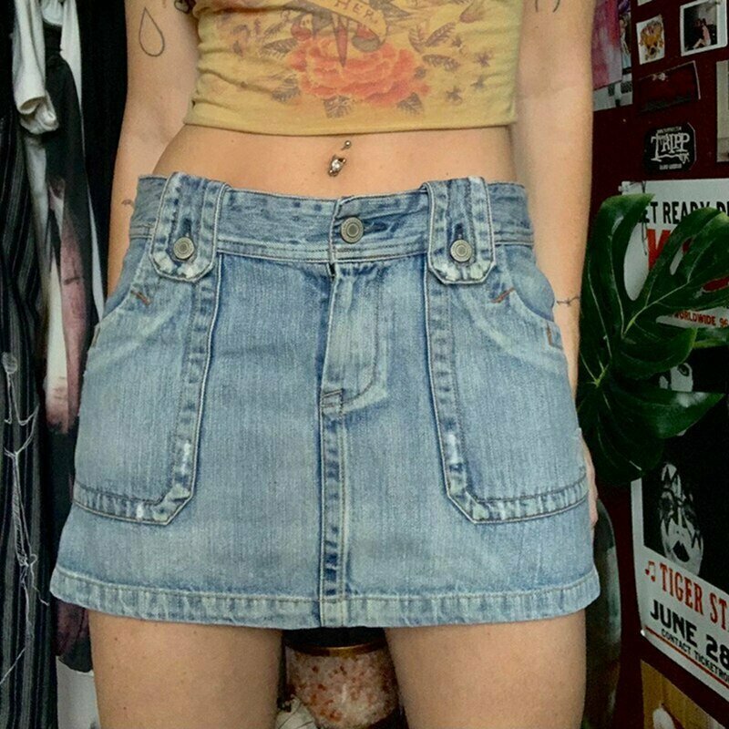 Y2K Retro Denim Pencil Skirt - 90s Grunge, Summer Outfits, Y2K Party & Club