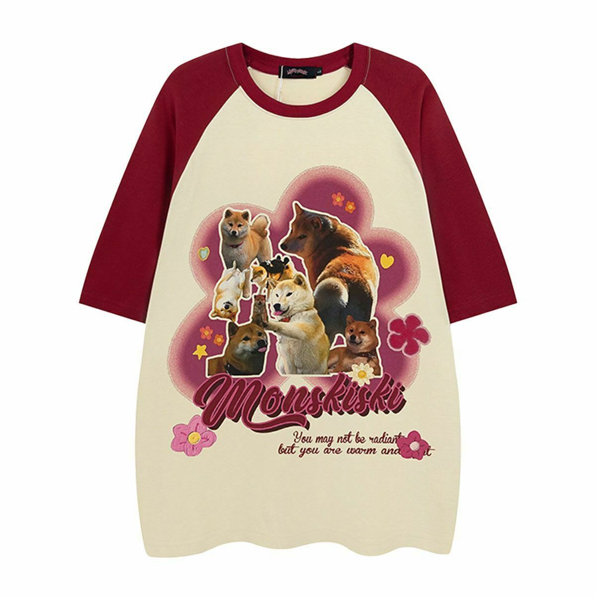 Y2K Retro Dog Raglan Sleeve T-Shirt - 90s Grunge, Summer Outfits, Y2K Fashion