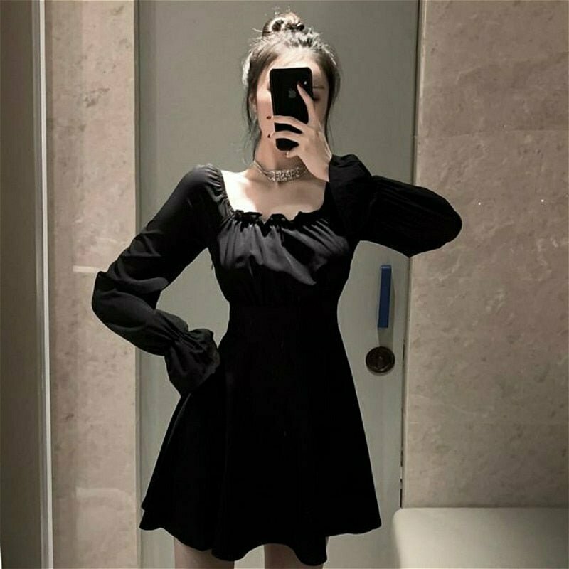 Y2K Retro Goth Backless Dress - 90s Grunge Summer Outfit, Perfect for Y2K Parties and Club