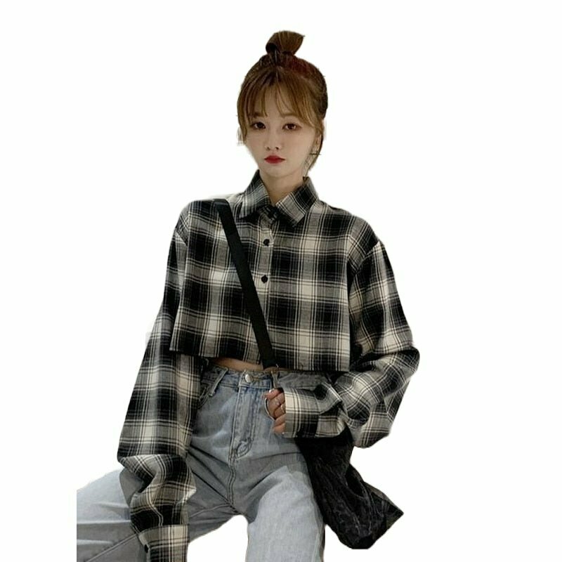 Y2K Retro Grunge Plaid Shirt - 90s Fashion, Y2K Summer Outfits, Gothic Y2