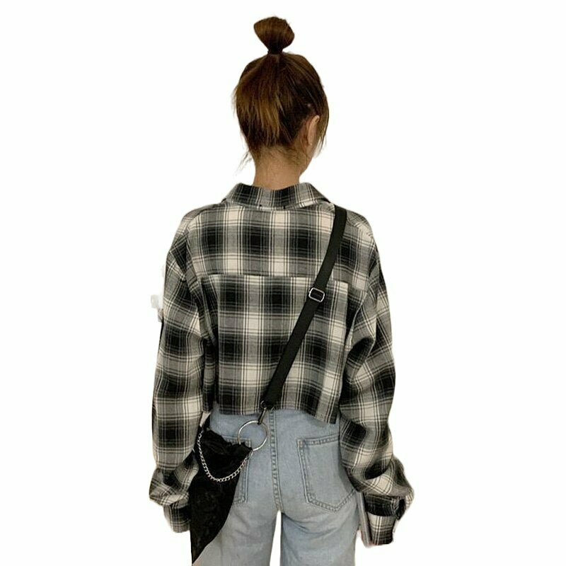 Y2K Retro Grunge Plaid Shirt - 90s Fashion, Y2K Summer Outfits, Gothic Y2