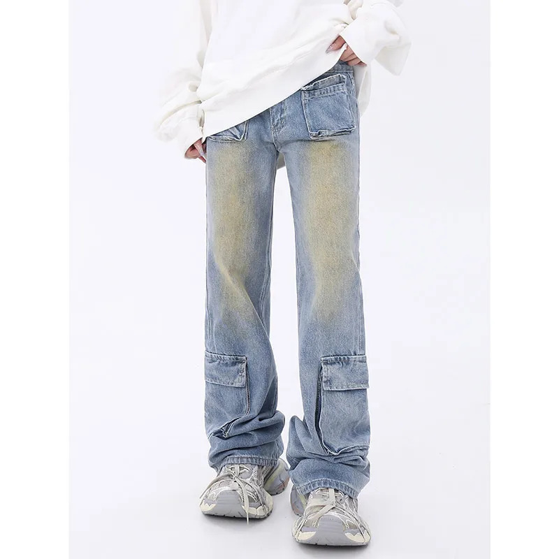 Y2K Retro High Street Casual Overalls Loose Wide Leg Jeans Pants Women - Hip-hop Baggy Cargo Grunge Denim