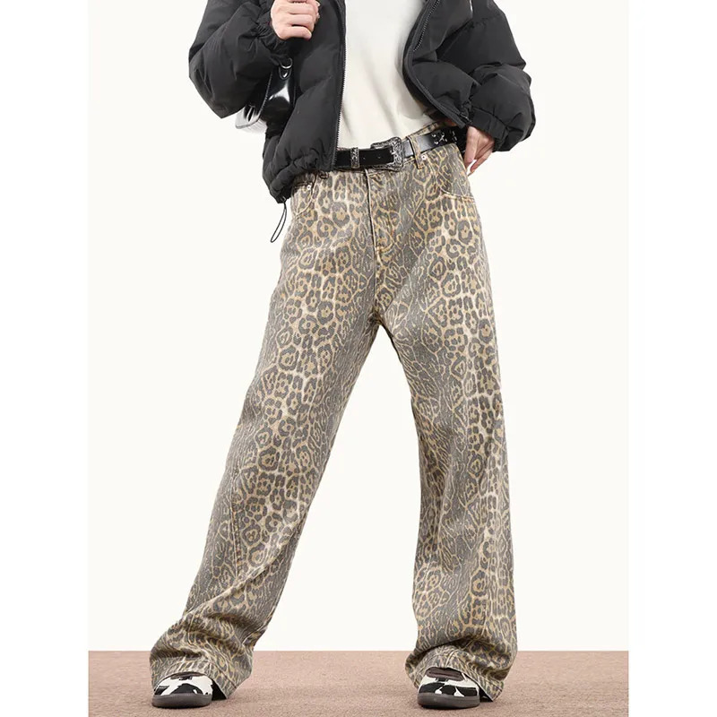 Y2K Retro High Street Leopard Print Overalls: Hip-hop Cargo Grunge Baggy Trousers