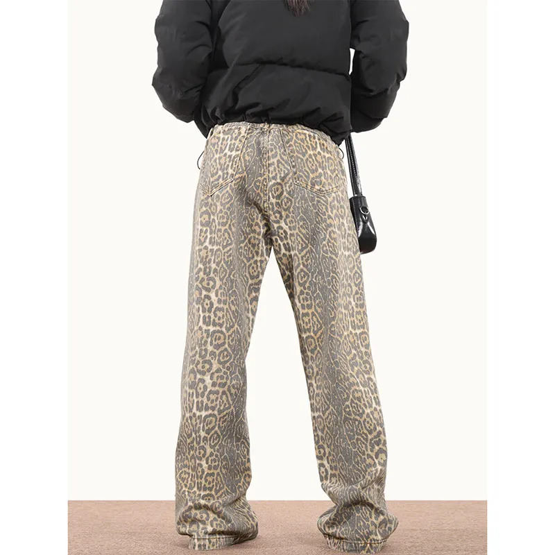 Y2K Retro High Street Leopard Print Overalls: Hip-hop Cargo Grunge Baggy Trousers