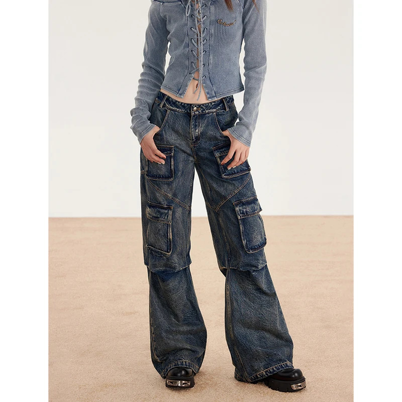 Y2K Retro High Waist Straight Jeans - Women's Casual Baggy Denim Trouser