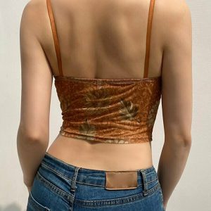 Y2K Retro Indie Mesh Lace Sleeveless Crop Top - 90s Grunge Summer Party Outfit