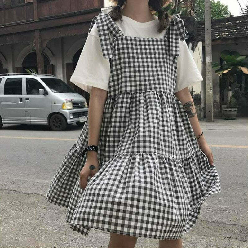 Y2K Retro Kawaii Plaid Dress - 90s Grunge Summer Outfit, Y2K Party & Club Fashion