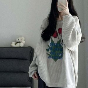 Y2K Retro Knitted Sweater - 90s Grunge, Pastel Goth, Summer Y2K Outfits