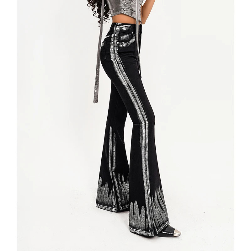 Y2K Retro Low-waisted Women's Jeans - Sexy Street Fashion Black Bell-bottoms