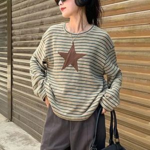 Y2K Retro Rhythms Striped Sweater - 90s Grunge, Pastel Goth, and Summer Y