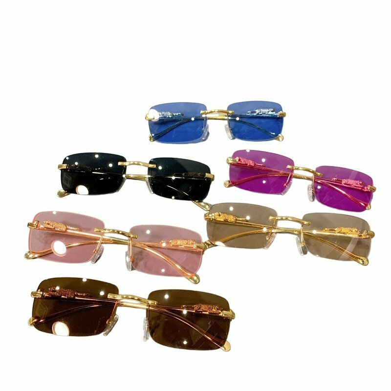 Y2K Retro Rimless Leopard Sunglasses - 90s Grunge, Hip Hop, and Summer Fashion Accessory