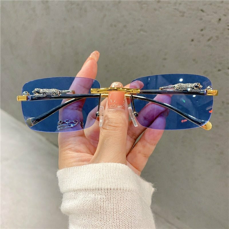 Y2K Retro Rimless Leopard Sunglasses - 90s Grunge, Hip Hop, and Summer Fashion Accessory