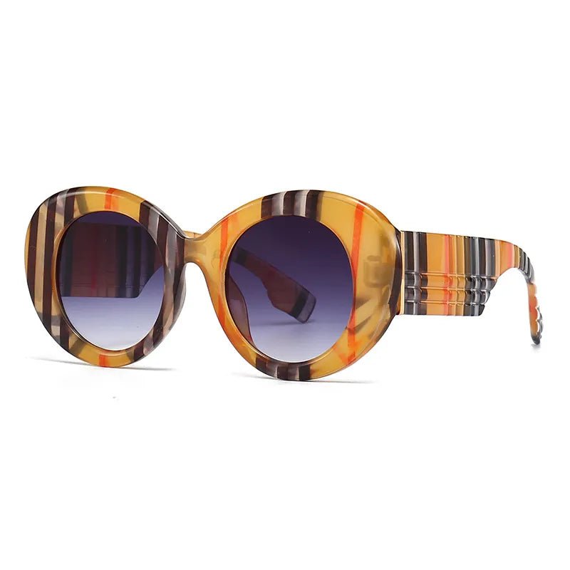 Y2K Retro Round Vintage Stripe Sunglasses - 90s Grunge, Hip Hop, and Pastel Goth Fashion