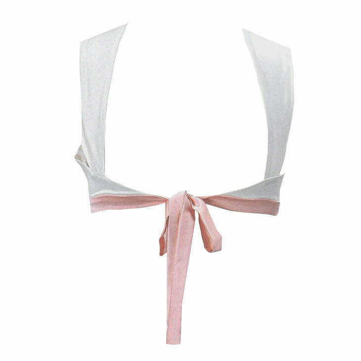 Y2K Retro Satin Bow Tie Top - 90s Grunge, Pastel Goth, Summer Party & Club Outfits