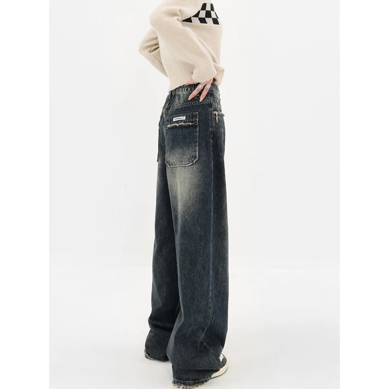 Y2K Retro Street Style High Waist Wide Leg Denim Jeans