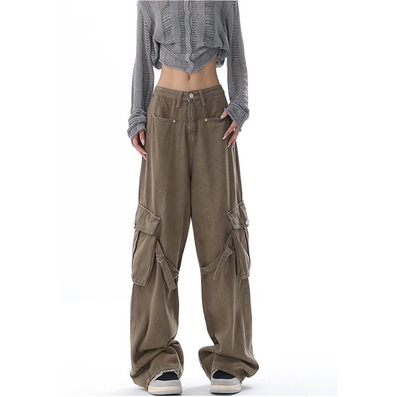 Y2K Retro Streetwear High Waist Wide Leg Jeans - Vintage Denim Trouser