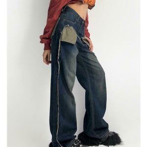 Y2K Retro Wide Leg Jeans - 90s Grunge, Summer Outfits, Hip Hop Fashion, Pastel Goth