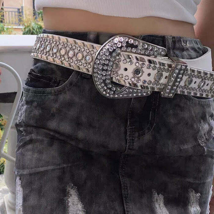 Y2K Rhinestone Belt - Retro 90s Grunge, Y2K Party, Club, and Summer Outfits