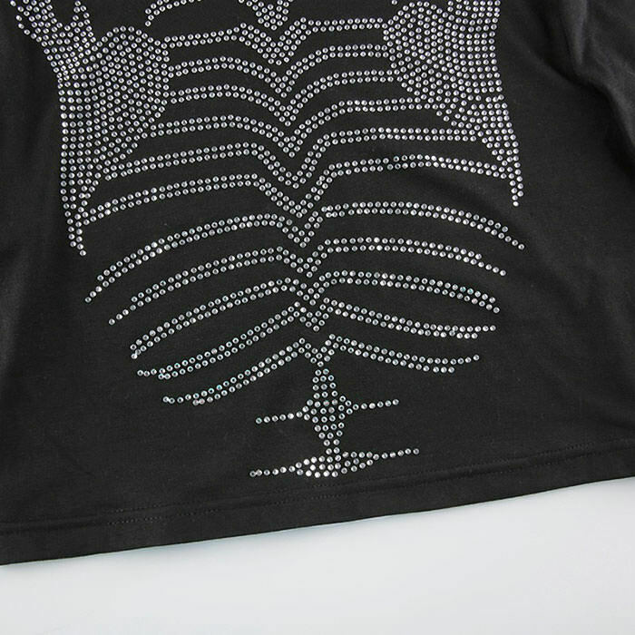 Y2K Rhinestone Skeleton Long Sleeve Top - 90s Grunge, Retro, Gothic, Summer Party Outfit