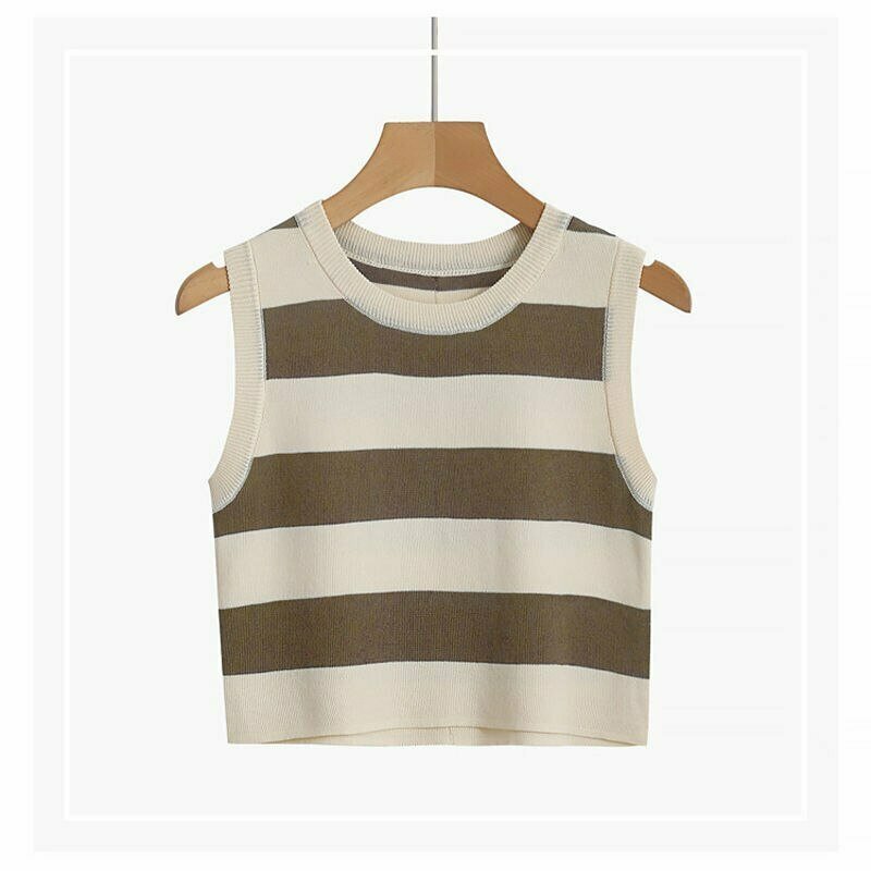 Y2K Rib-knit Stripe Tank Top - 90s Grunge, Retro Summer, Pastel Goth, Hip Hop Fashion