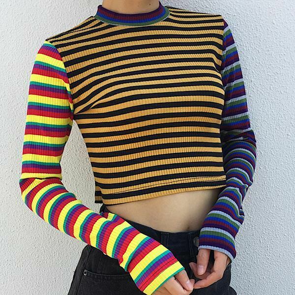 Y2K Ribbed Crop Knit Top - 90s Grunge, Retro Summer, Pastel Goth, Y2K