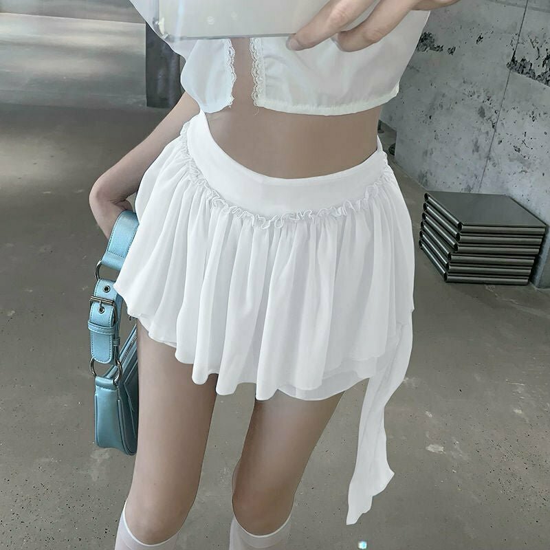 Y2K Ruffle Mini Skirt - 90s Grunge, Retro Summer Outfits, Pastel Goth, Y