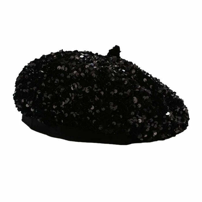 Y2K Sequin Beret Hat - Retro 90s Grunge, Y2K Party, Club, and Summer