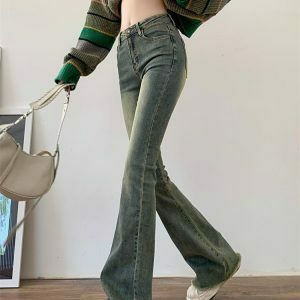 Y2K Skinny Flare Jeans - Retro 90s Grunge, Summer Y2K Outfits, Hip Hop Fashion