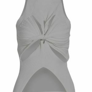 Y2K Sleeveless White T-Shirt with Slit - Perfect for 90s Grunge, Retro, and Summer Out