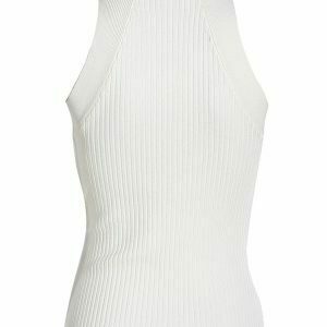 Y2K Sleeveless White T-Shirt with Slit - Perfect for 90s Grunge, Retro, and Summer Out