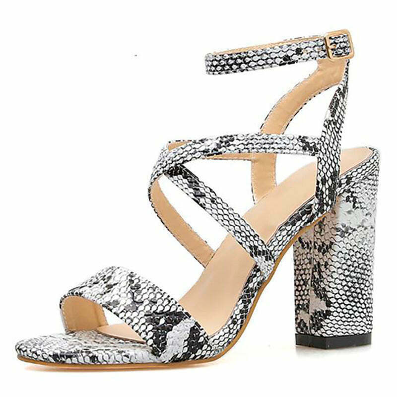 Y2K Snakeskin Heeled Sandals - Retro 90s Grunge, Summer Party & Club Outfits