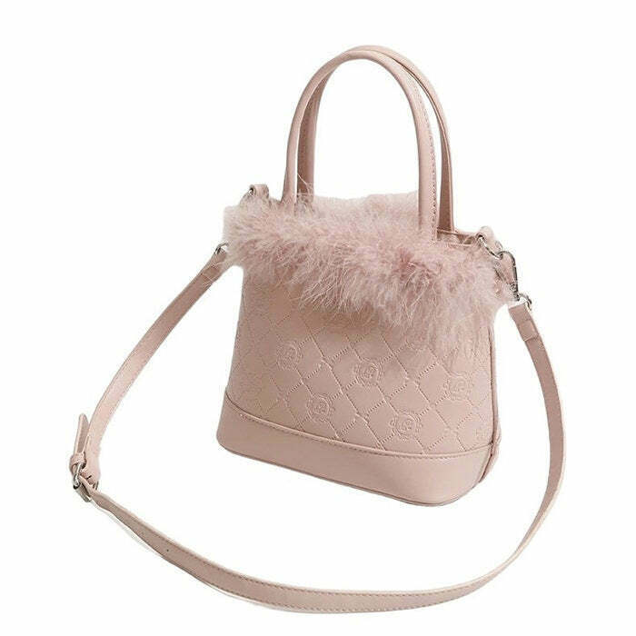 Y2K Soft Girl Aesthetic Fluffy Bag - 90s Grunge, Retro, Pastel Goth, Summer Y