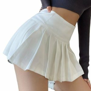 Y2K Split Pleated Mini Skirt - 90s Grunge, Retro Summer, Pastel Goth, Hip Hop