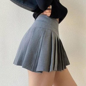 Y2K Split Pleated Mini Skirt - 90s Grunge, Retro Summer, Pastel Goth, Hip Hop