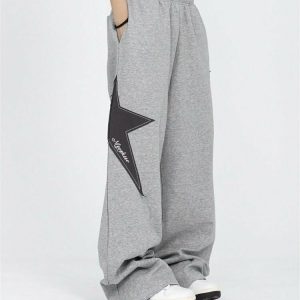 Y2K Star Jogger Sweatpants - Retro 90s Grunge, Summer Y2K Outfits, Pastel